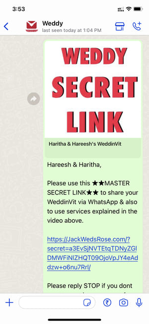 Weddy Master secret link